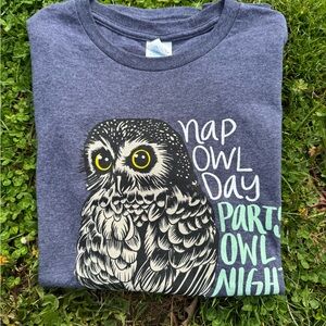 Kids Owl Graphic T-Shirt - Gray